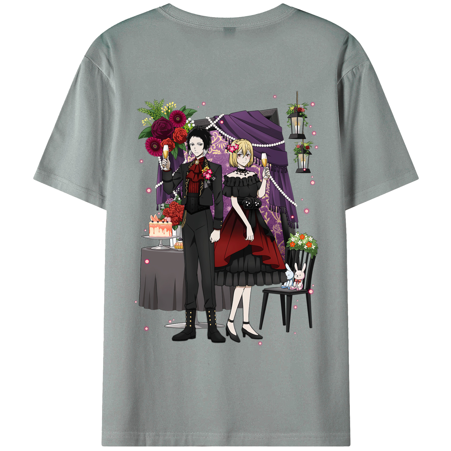 （画像用） 文豪ストレイドッグス Bungo Stray Dogs 綿100％ メンズ半袖Tシャツ（バックプリント） 通気性